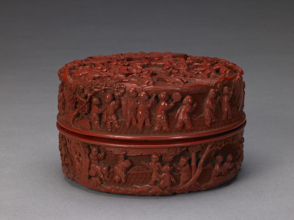 图片[2]-Carved Red Hundred Children Treasure Box-China Archive